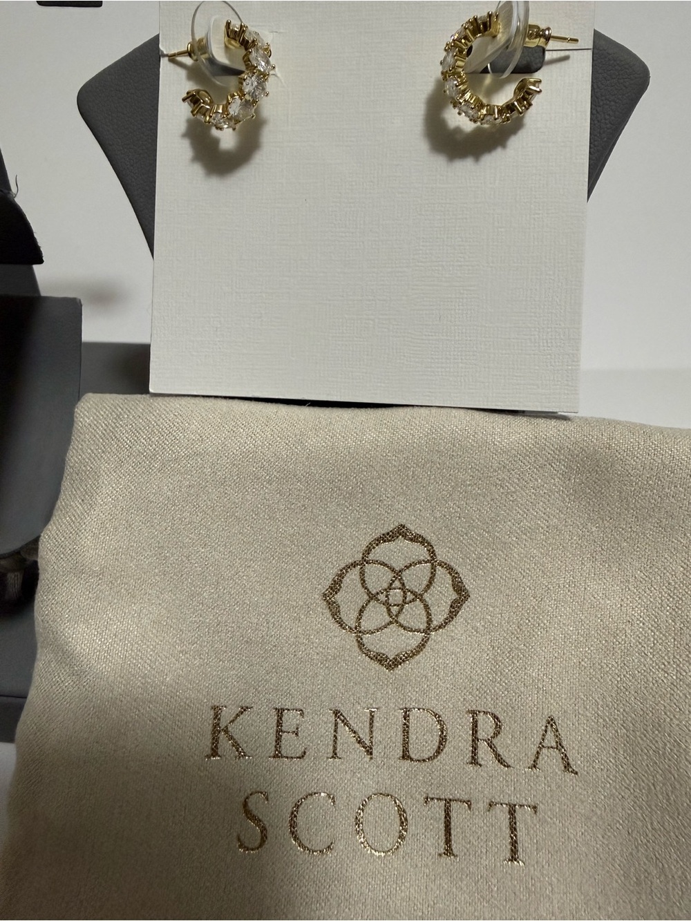 Kendra Scott Gold Hoop Earrings with Clear Crystals